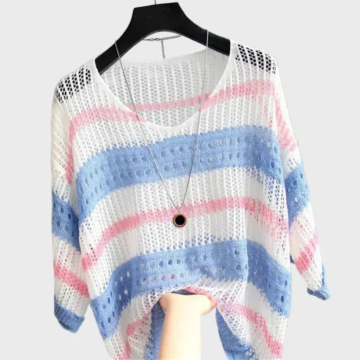 Lightweight Knit Top with Openings Liora Lane Boutique