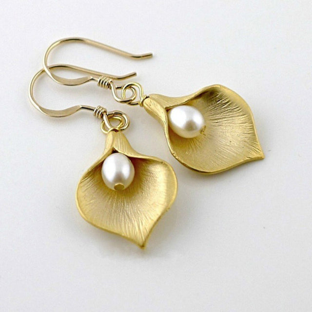 Lotus Pearl Earrings Jasmine's Boutique Australia