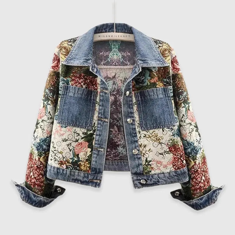 Verona Floral Patchwork Denim Jacket Jasmine's Boutique Australia