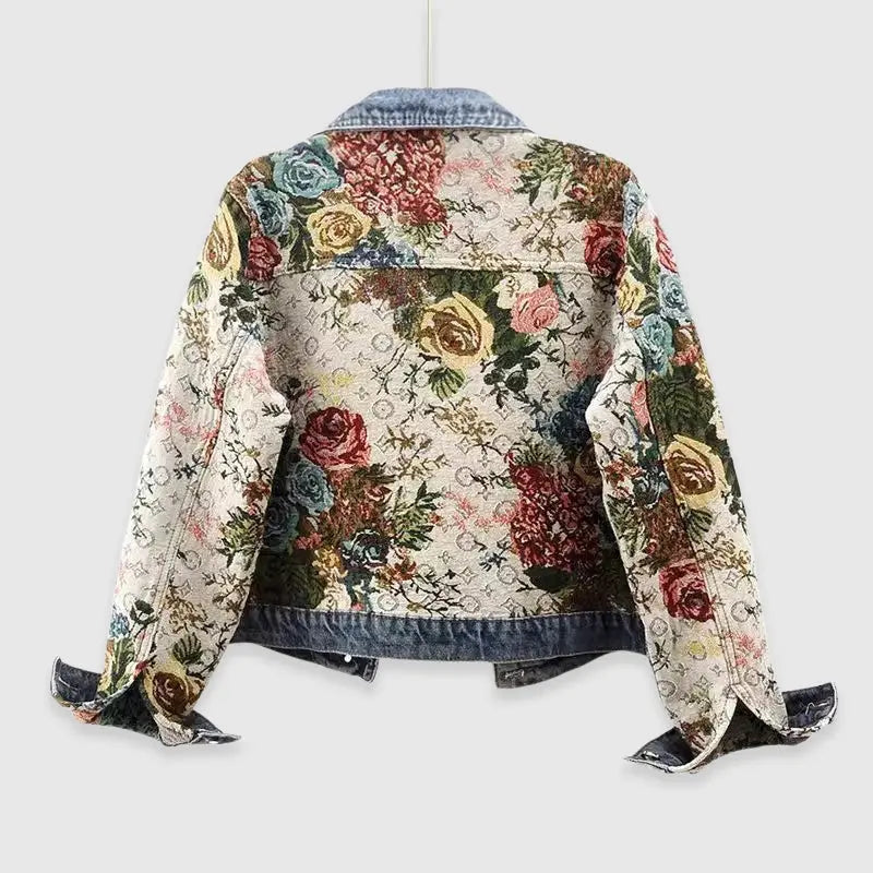 Verona Floral Patchwork Denim Jacket Jasmine's Boutique Australia