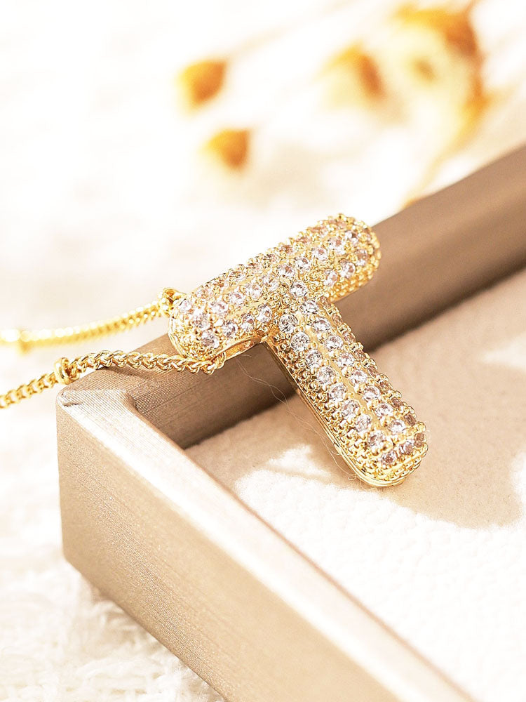 Pavé Bubble Letter Monogram Necklace Jasmine's Boutique Australia