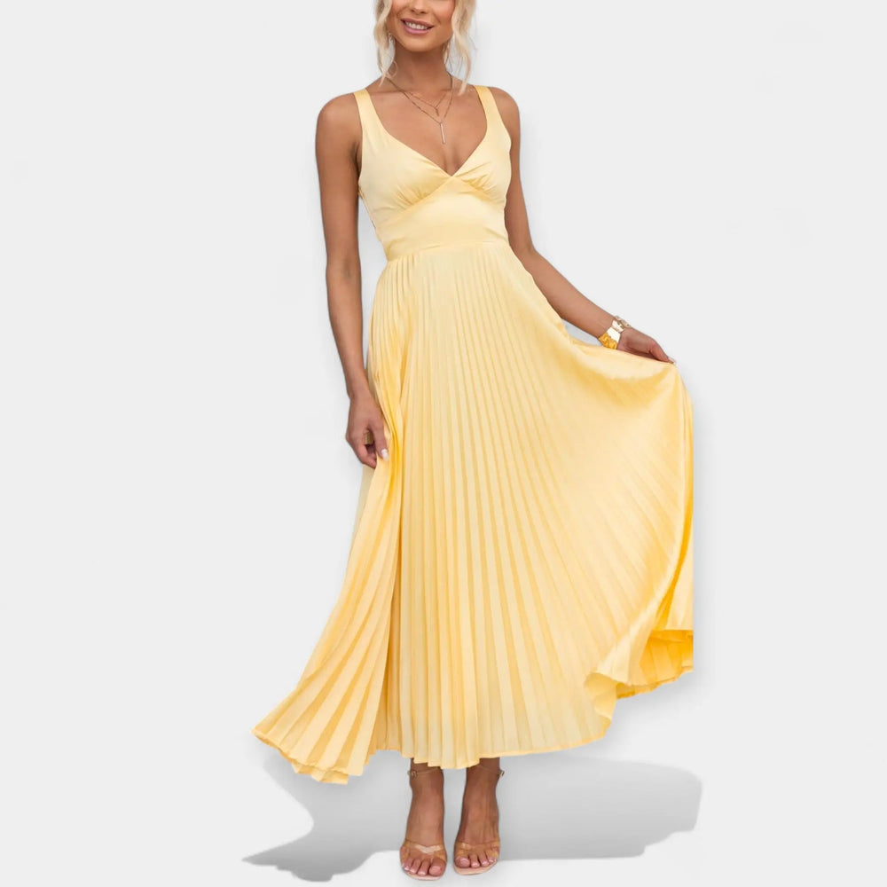 Yellow Pleated Maxi Dress Jasmine's Boutique Australia
