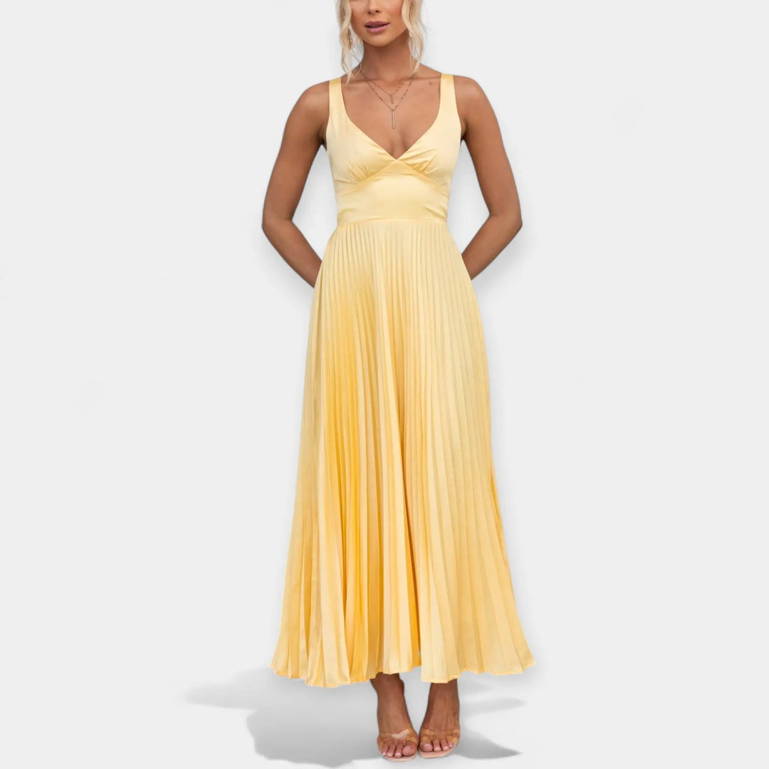 Maxi Dress in Yellow Color with Open Back Jasmine's Boutique Australia