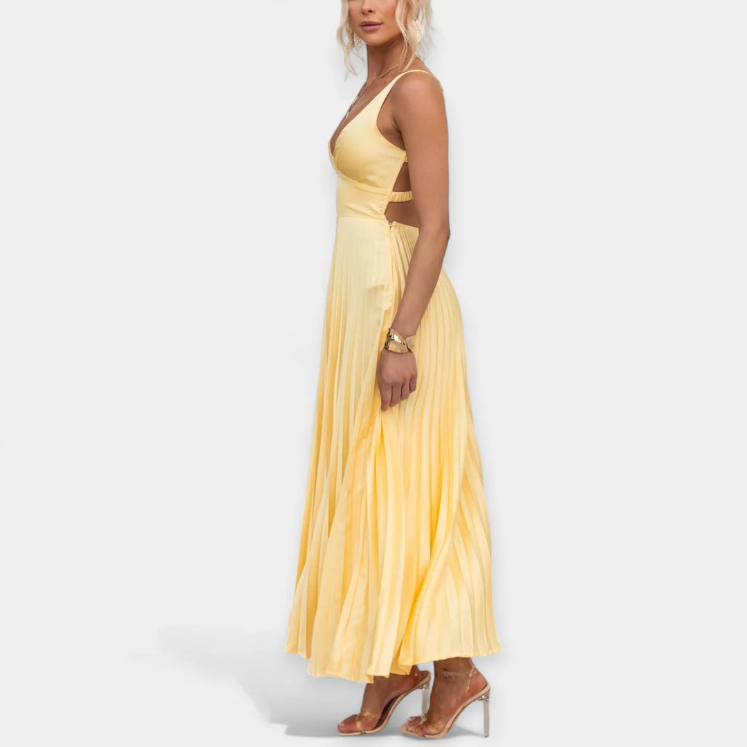 Yellow Pleated Maxi Dress Jasmine's Boutique Australia