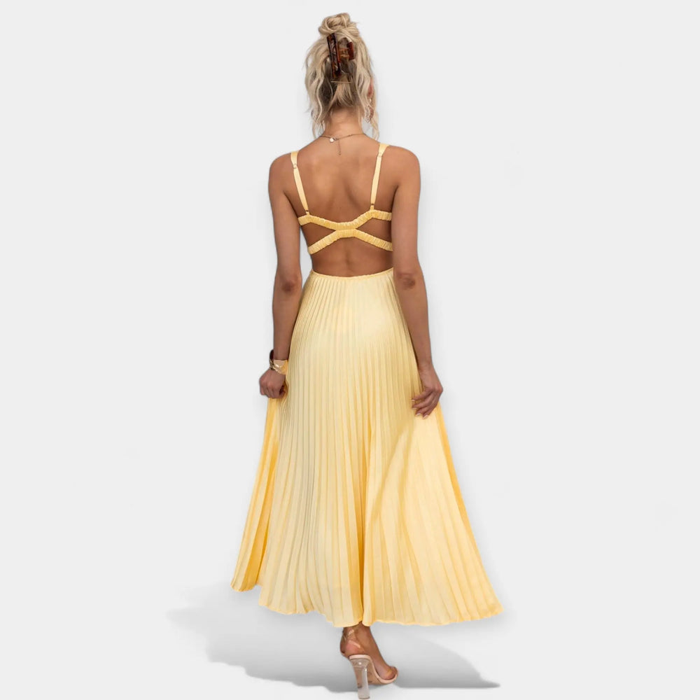 Maxi Dress in Yellow Color with Open Back Jasmine's Boutique Australia