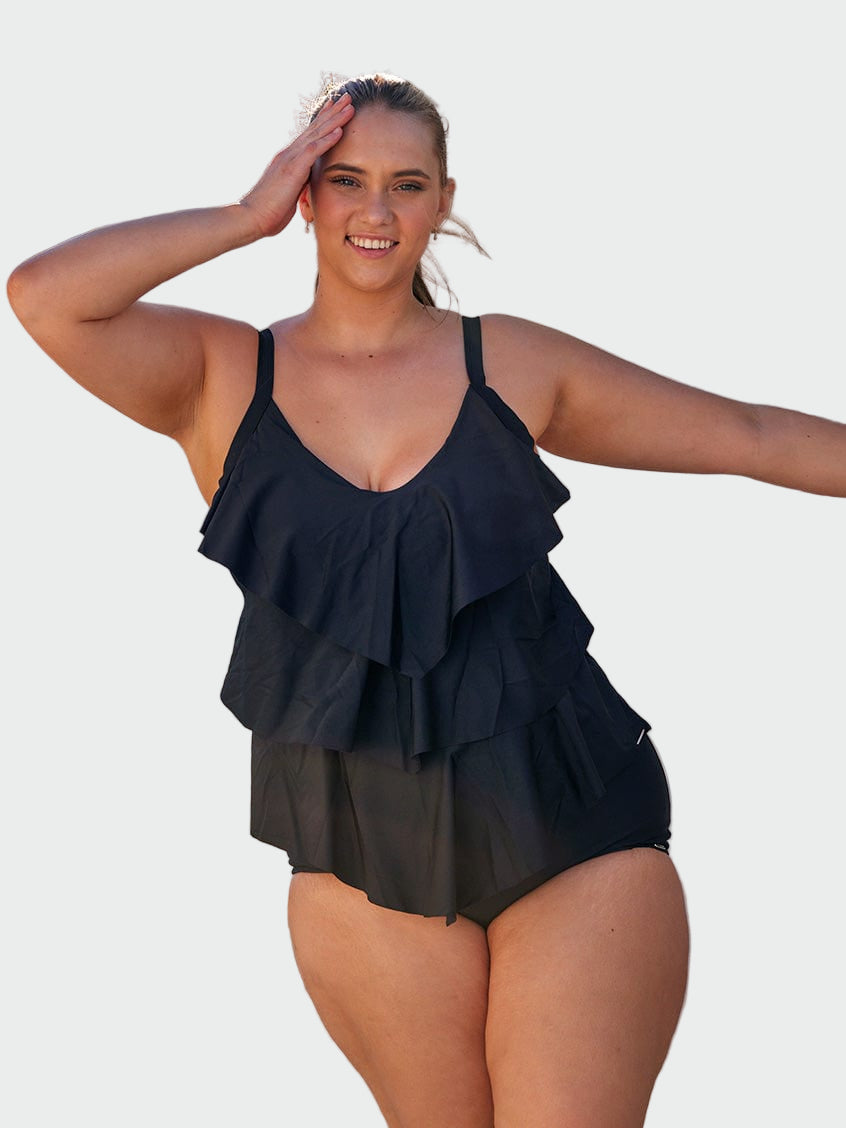 Black Tiered Tankini Top Jasmine's Boutique Australia