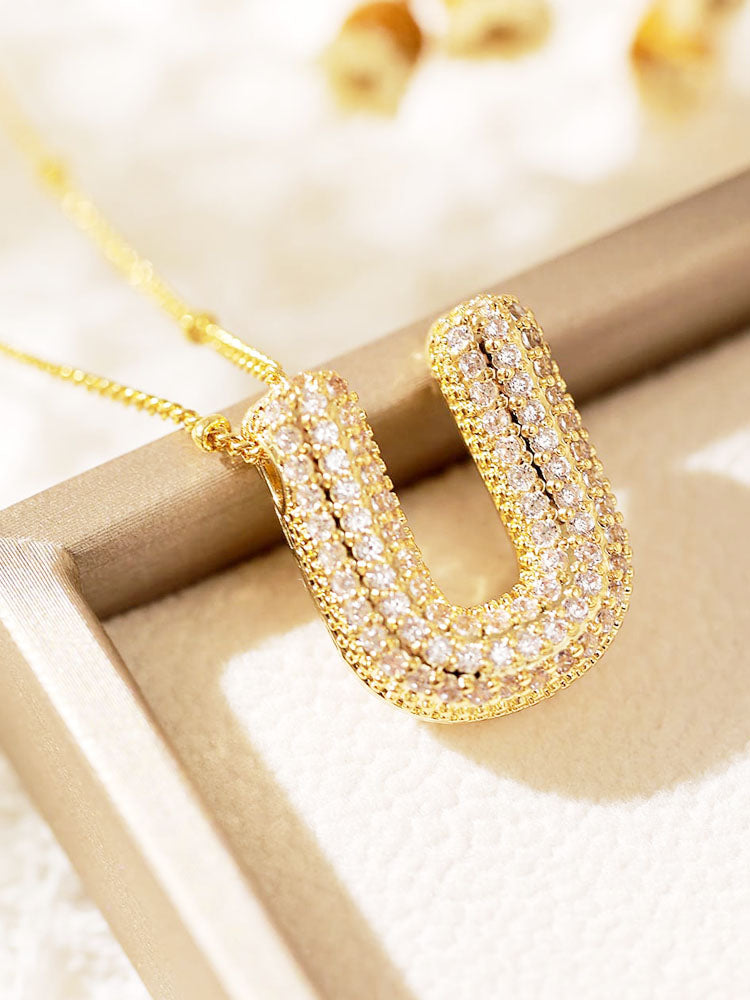 Pavé Bubble Letter Monogram Necklace Jasmine's Boutique Australia
