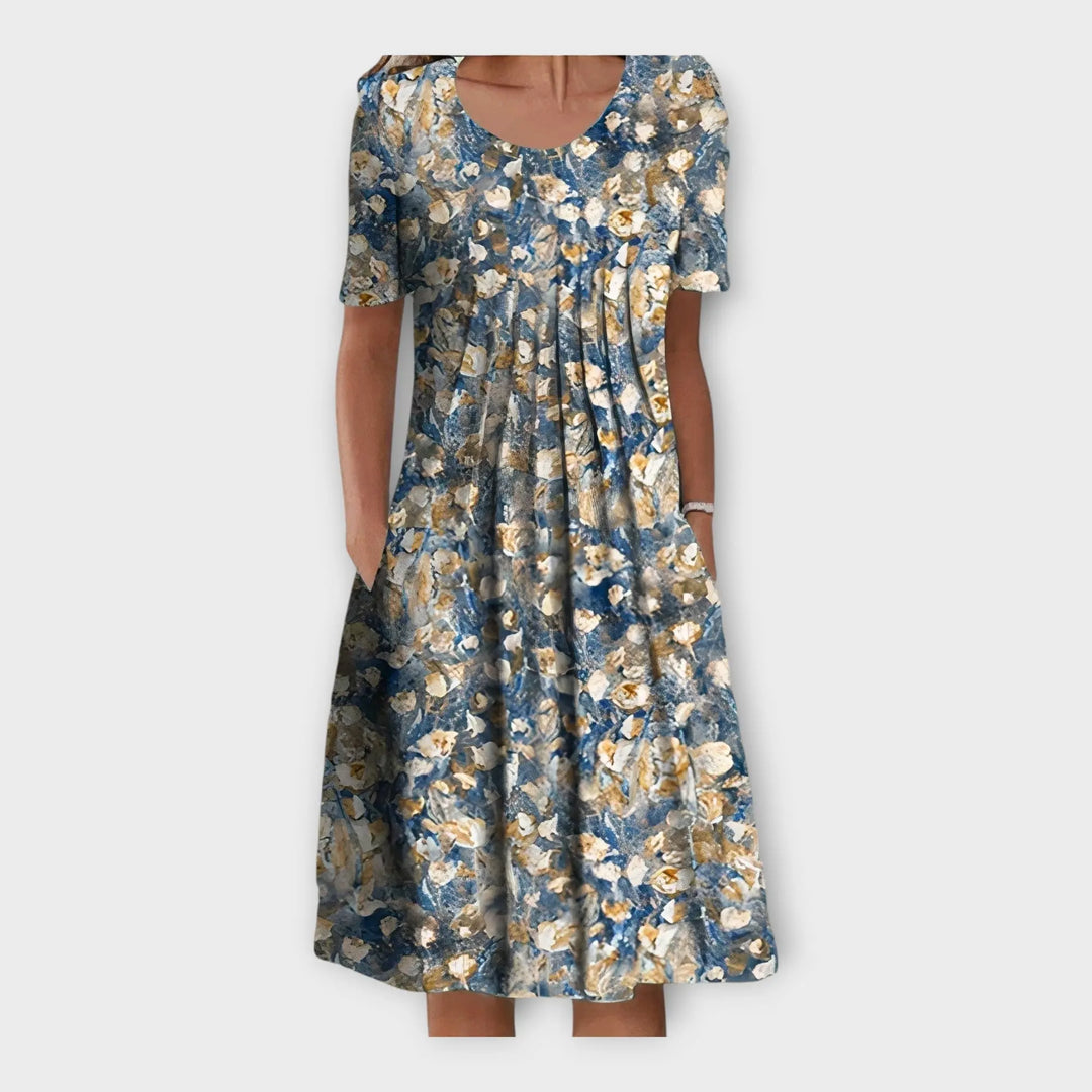 Dress with Floral Design and Short Sleeve Jasmine's Boutique Australia