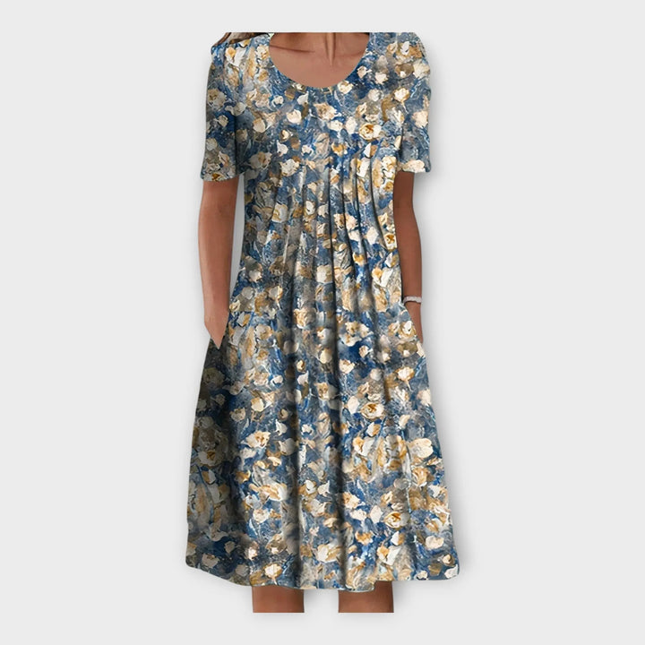 Dress with Floral Design and Short Sleeve Jasmine's Boutique Australia