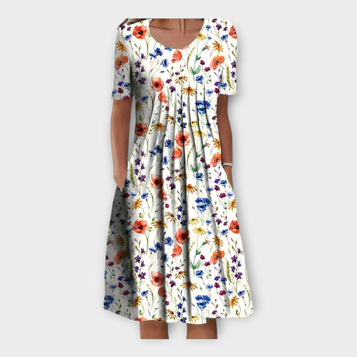Dress with Floral Design and Short Sleeve Jasmine's Boutique Australia