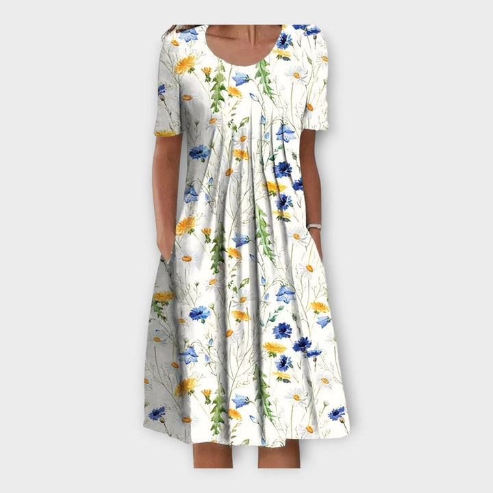 Dress with Floral Design and Short Sleeve Jasmine's Boutique Australia