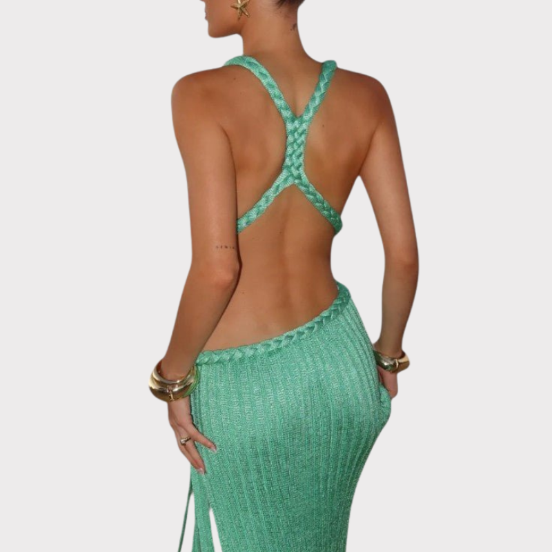 Jamie | Knit Maxi Dress with Cable Waist Detail Liora Lane Boutique