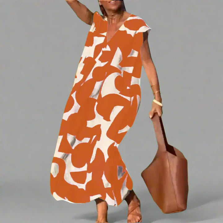 V-Neck Dress with Fabric Print Jasmine's Boutique Australia