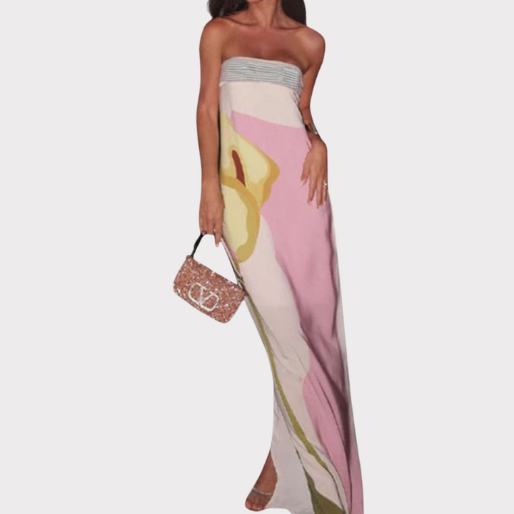 Laura | Strapless Printed Maxi Dress Liora Lane Boutique