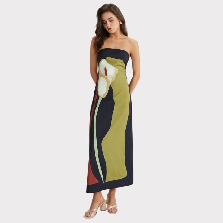Laura | Strapless Printed Maxi Dress Liora Lane Boutique