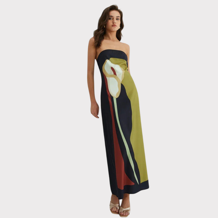 Laura | Strapless Printed Maxi Dress Liora Lane Boutique