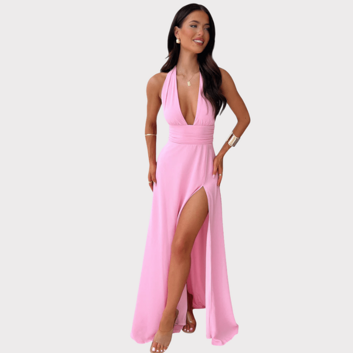 Latisha | Halter Neck High-Slit Dress Liora Lane Boutique