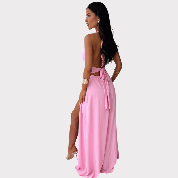 Latisha | Halter Neck High-Slit Dress Liora Lane Boutique