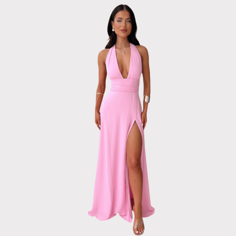 Latisha | Halter Neck High-Slit Dress Liora Lane Boutique