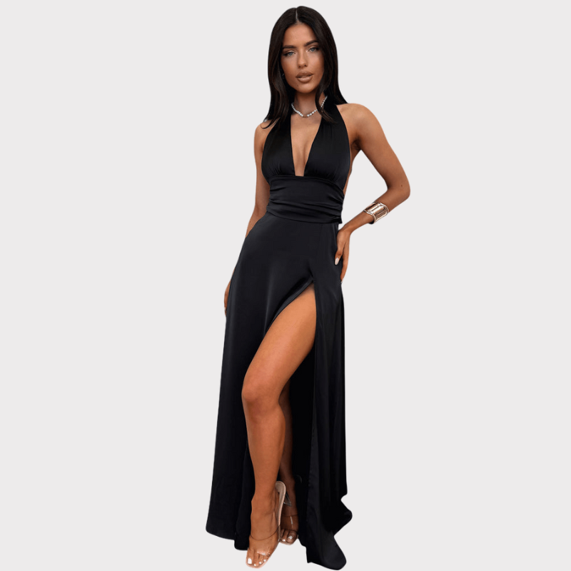 Latisha | Halter Neck High-Slit Dress Liora Lane Boutique