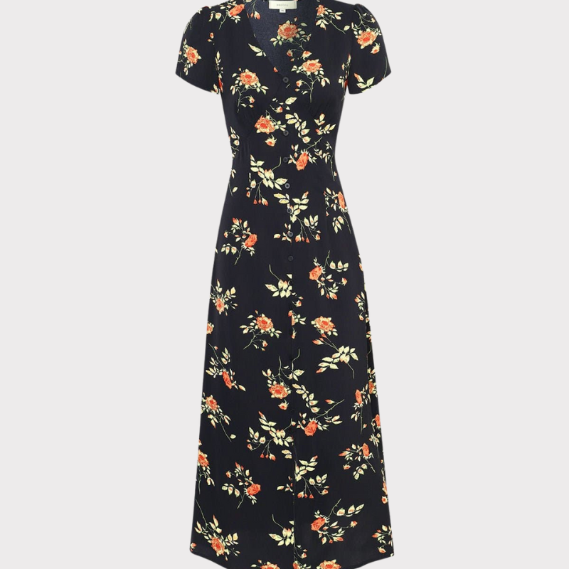 Alexia | V Neck Floral Short Sleeve Maxi Dress Liora Lane Boutique