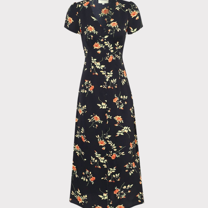 Alexia | V Neck Floral Short Sleeve Maxi Dress Liora Lane Boutique