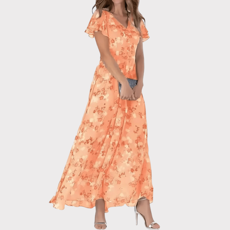 Amara | Floral Flutter Sleeve Maxi Dress Liora Lane Boutique