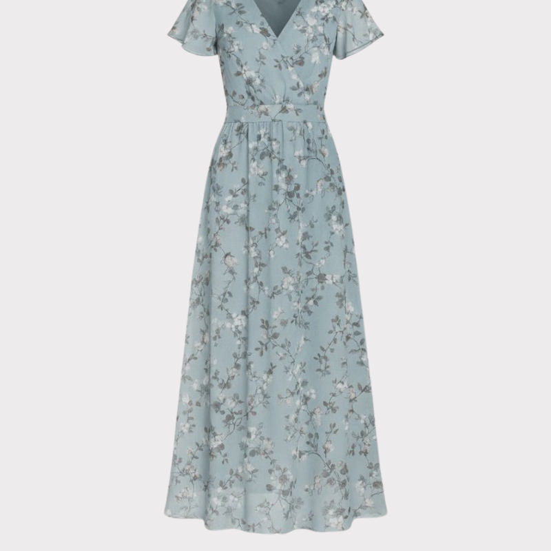 Amara | Floral Flutter Sleeve Maxi Dress Liora Lane Boutique
