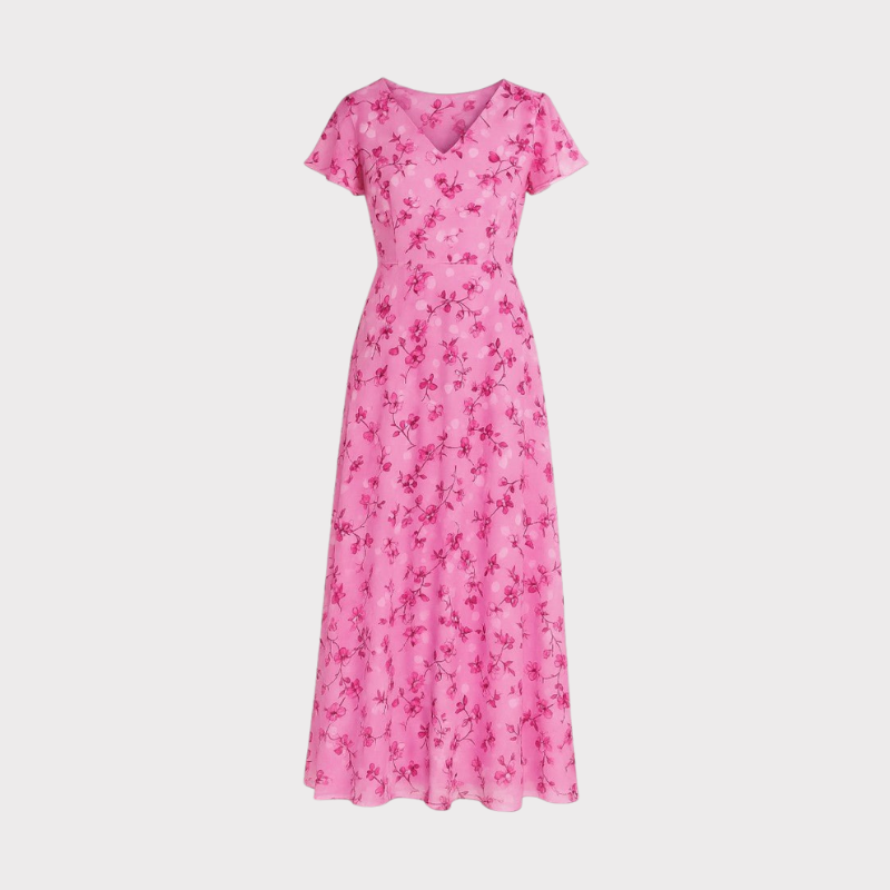 Amara | Floral Flutter Sleeve Maxi Dress Liora Lane Boutique