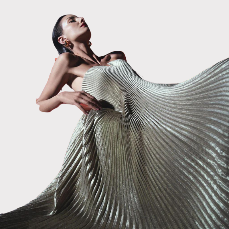 Andreia | Pleated A-Line Strapless Maxi Dress Liora Lane Boutique