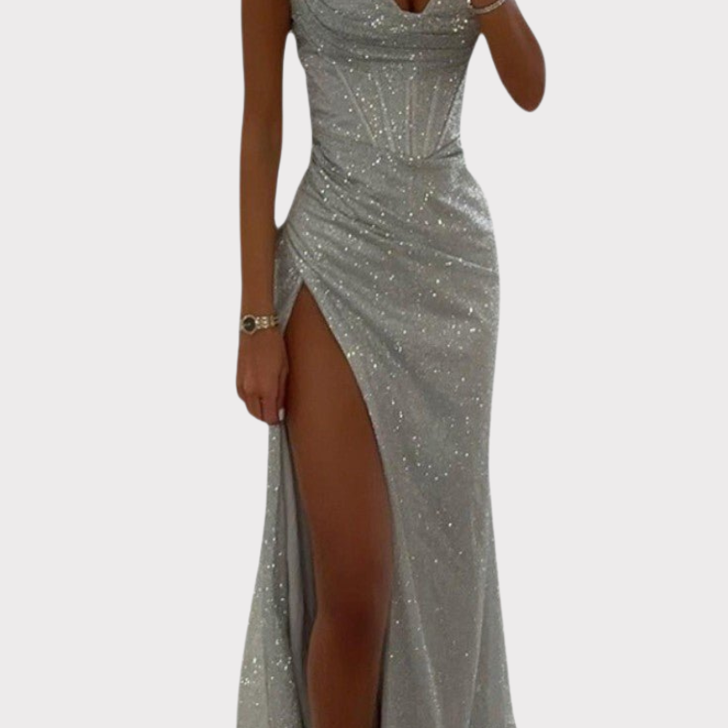 Armoni | Spaghetti Strap Corset Slit Gown Liora Lane Boutique