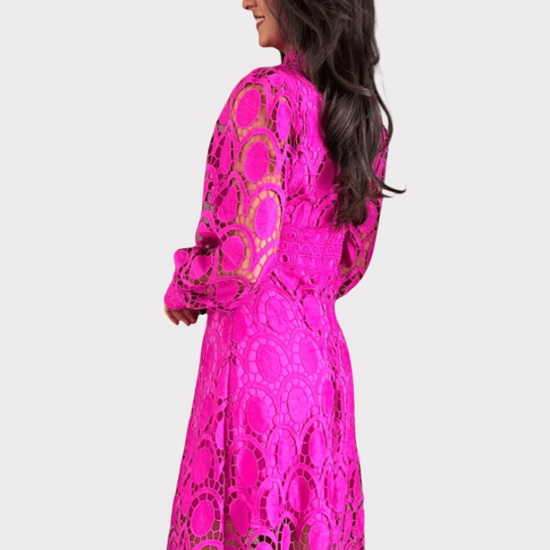 Jovie | Embroidered Lace High-Neck Midi Dress Liora Lane Boutique