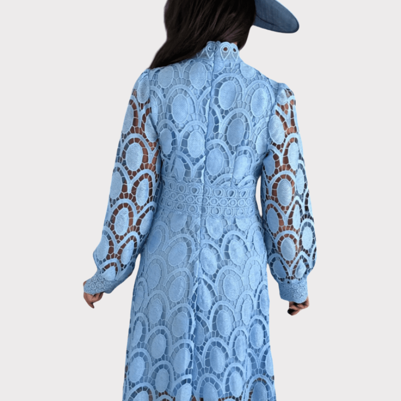 Jovie | Embroidered Lace High-Neck Midi Dress Liora Lane Boutique