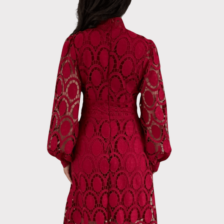 Jovie | Embroidered Lace High-Neck Midi Dress Liora Lane Boutique