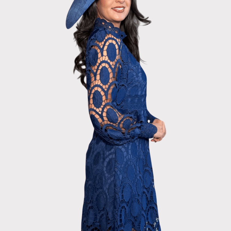 Jovie | Embroidered Lace High-Neck Midi Dress Liora Lane Boutique