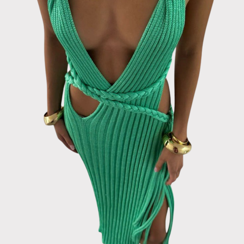 Jamie | Knit Maxi Dress with Cable Waist Detail Liora Lane Boutique