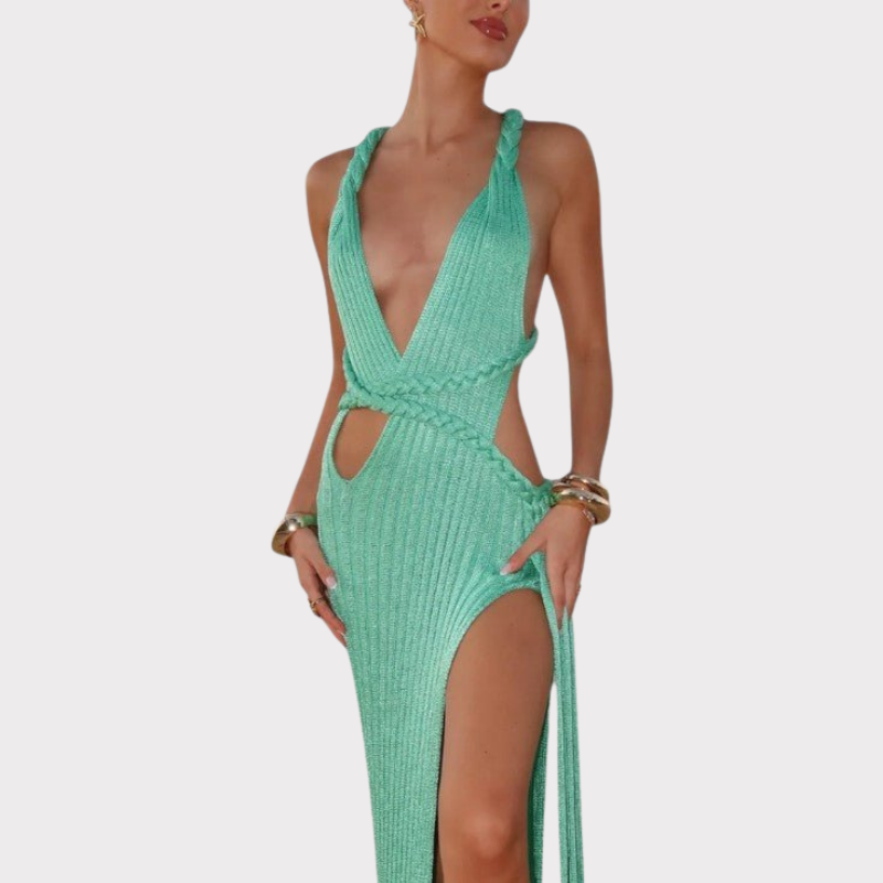 Jamie | Knit Maxi Dress with Cable Waist Detail Liora Lane Boutique