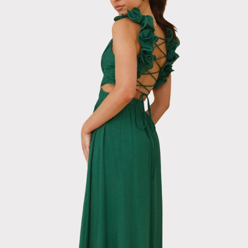 Isla | Ruffle Strap V-Neck Maxi Dress Liora Lane Boutique