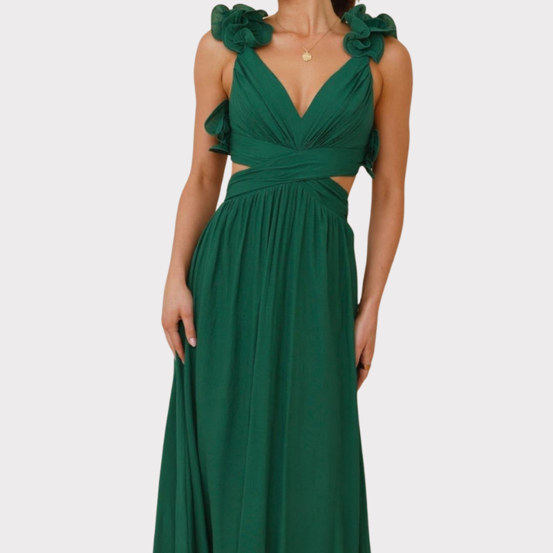 Isla | Ruffle Strap V-Neck Maxi Dress Liora Lane Boutique