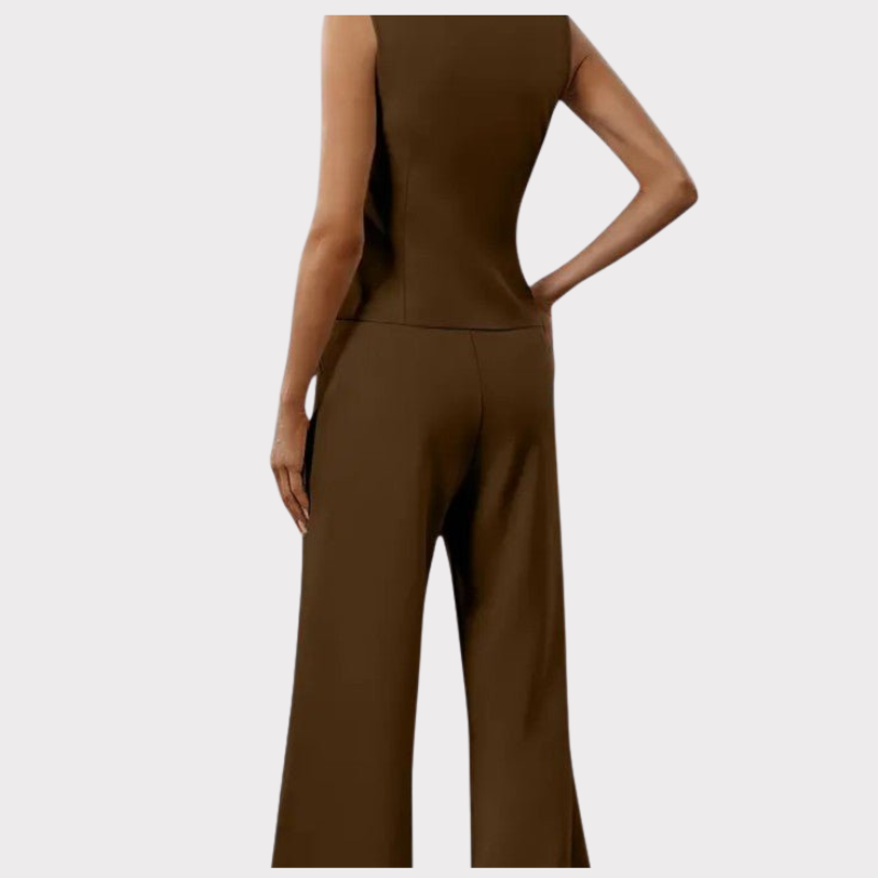Heskia | Sleeveless Waistcoat & Wide-Leg Pants Set Liora Lane Boutique