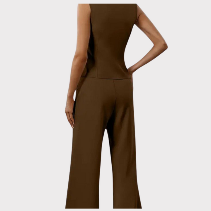 Heskia | Sleeveless Waistcoat & Wide-Leg Pants Set Liora Lane Boutique