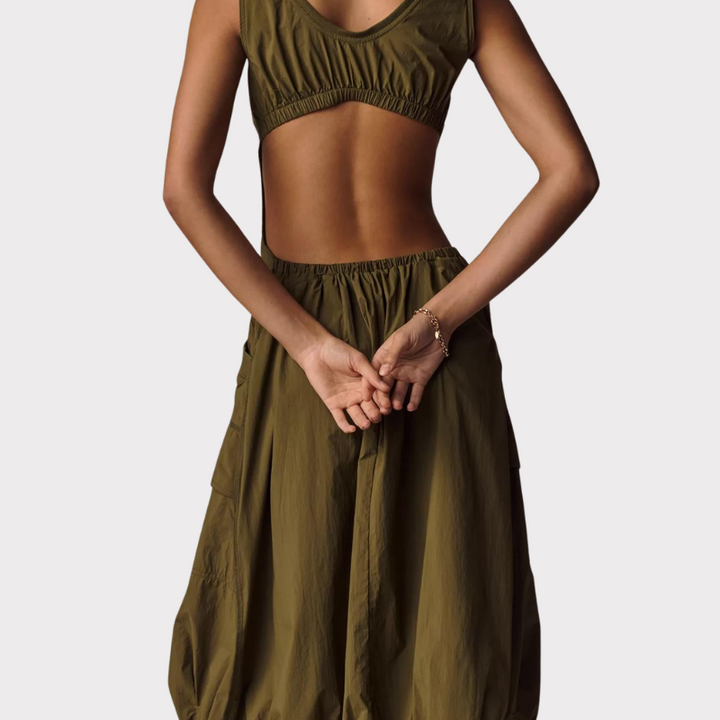 Elara | Bubble-Hem Midi Dress Liora Lane Boutique
