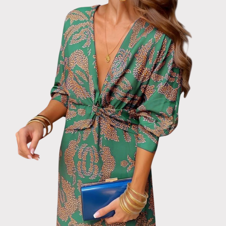 Elara | Knotted V-Neck Soft Dress Liora Lane Boutique