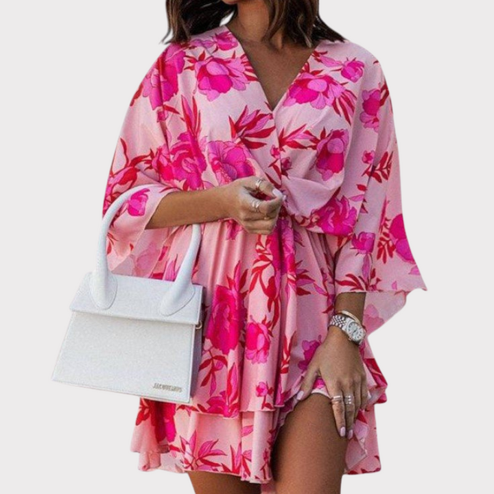 Eliza | Twist-Front Floral Wrap Mini Dress Liora Lane Boutique