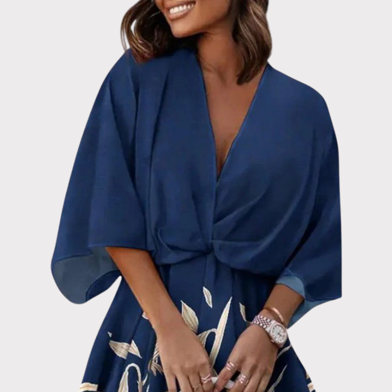 Eliza | Twist-Front Floral Wrap Mini Dress Liora Lane Boutique
