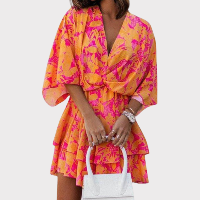 Eliza | Twist-Front Floral Wrap Mini Dress Liora Lane Boutique