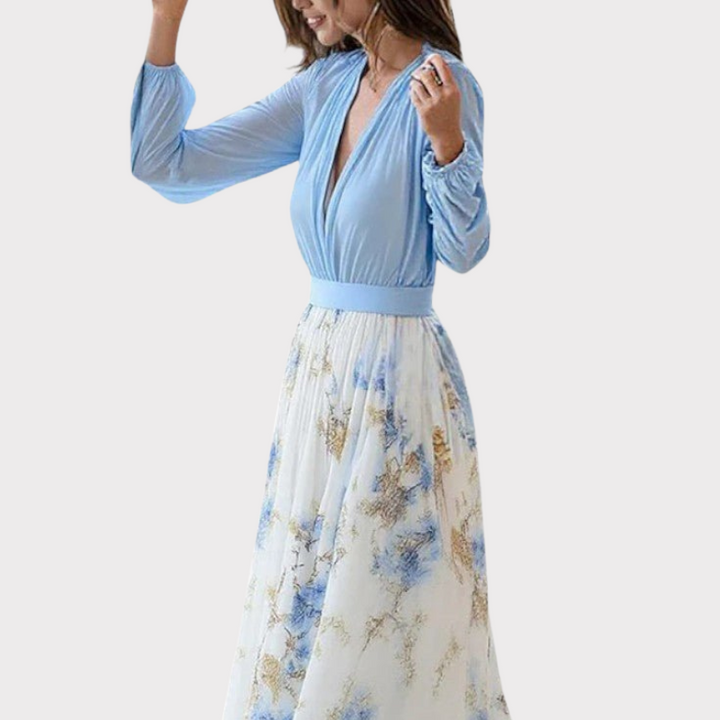 Eliane | Stunning Floral Print V-Neck Maxi Dress Liora Lane Boutique