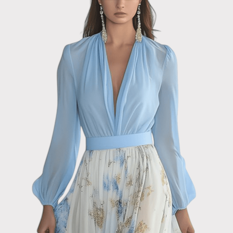 Eliane | Stunning Floral Print V-Neck Maxi Dress Liora Lane Boutique