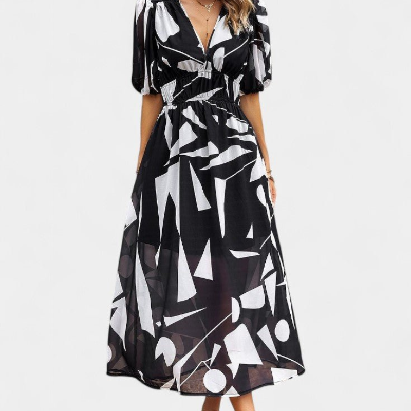 Georgina | V-Neck Floral Midi Dress Liora Lane Boutique