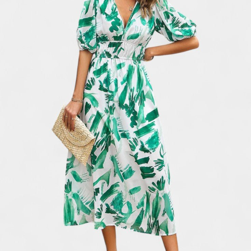 Georgina | V-Neck Floral Midi Dress Liora Lane Boutique
